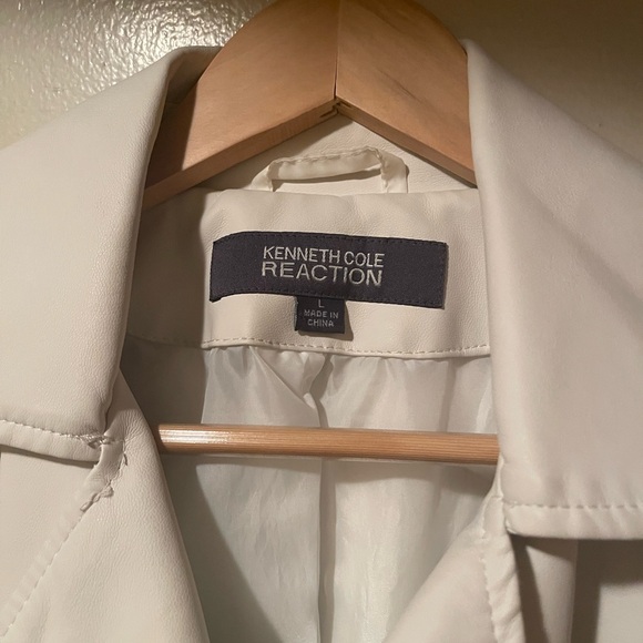 White Faux Leather Jacket with Floral Embroidery EUC - Picture 3 of 16